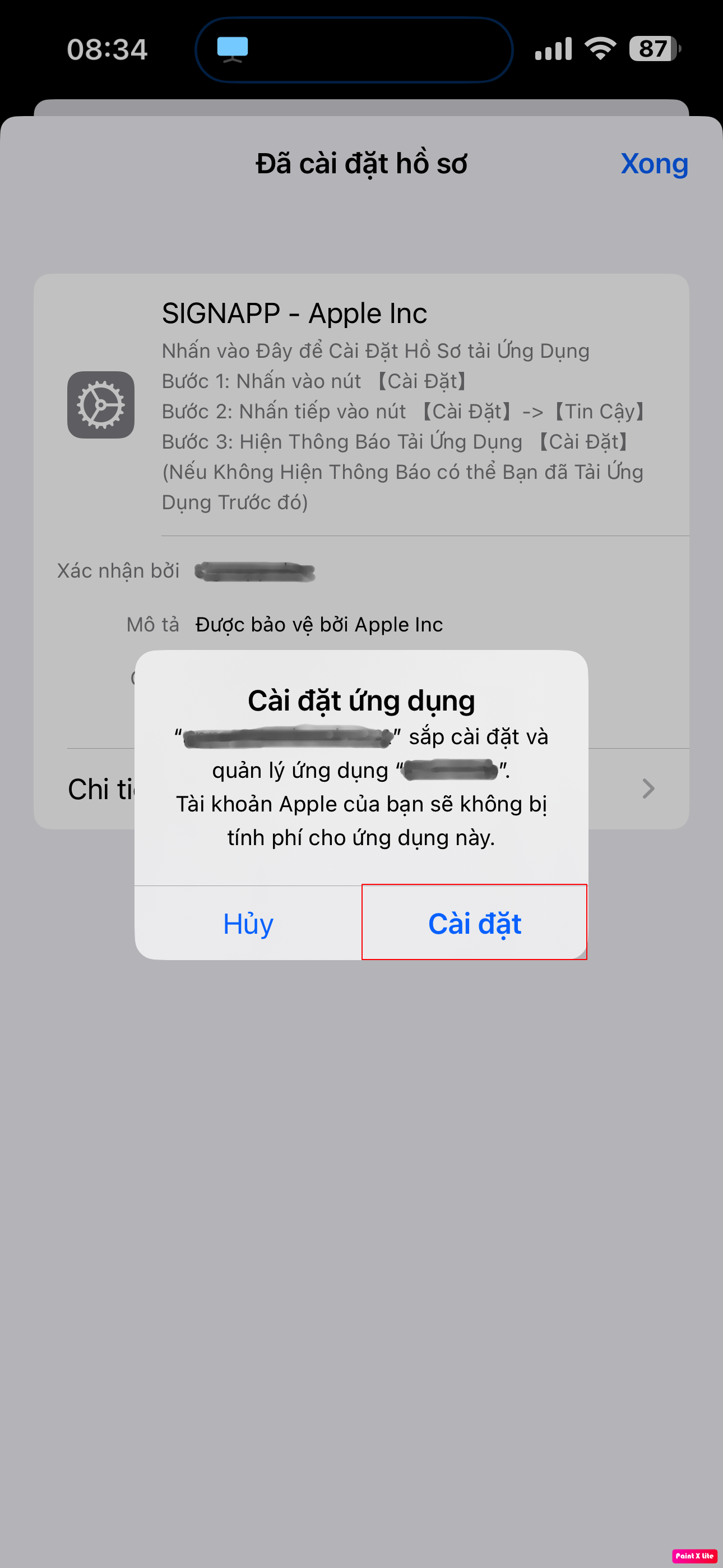 Cài đặt ứng dụng